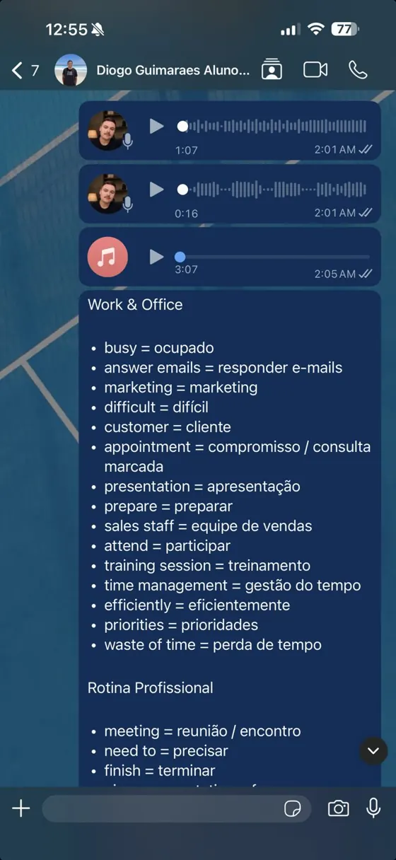 Atividade extra no WhatsApp