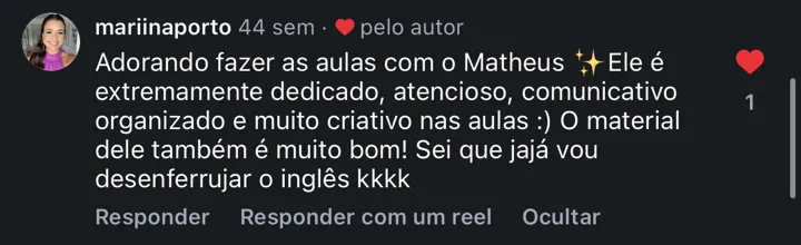 Depoimento de aluno